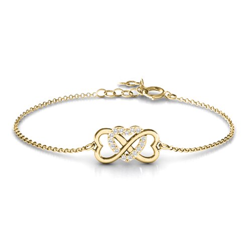 Triple Heart Infinity Bracelet – 18K Gold Plated Silver with White Premium Zirconia