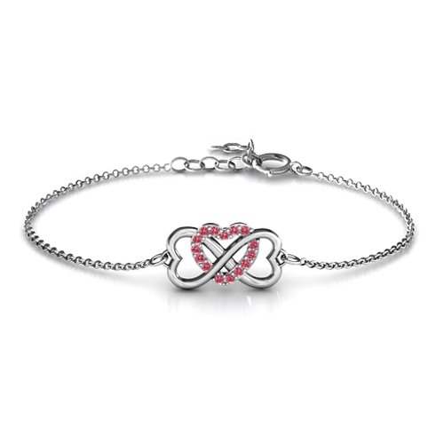Triple Heart Infinity Bracelet – Sterling Silver with Red Premium Zirconia