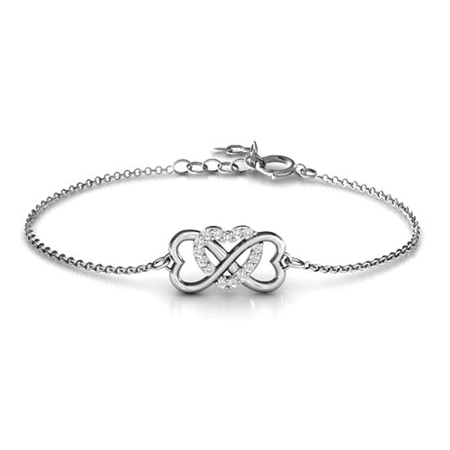 Triple Heart Infinity Bracelet – Sterling Silver with White Premium Zirconia