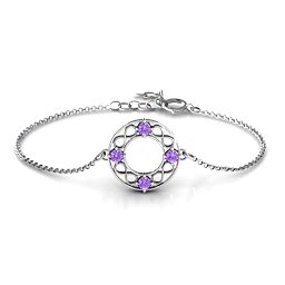 Circular Infinity Bracelet in 925 Sterling Silver with Amethyst