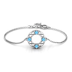 Circular Infinity Bracelet – Sterling Silver with Blue Topaz