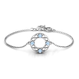 Circular Infinity Bracelet in 925 Sterling Silver with Aquamarine