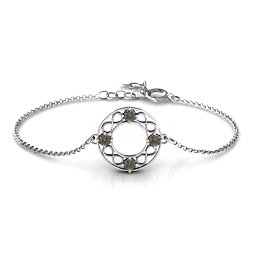 Circular Infinity Bracelet in 925 Sterling Silver with Smokey Quartz
