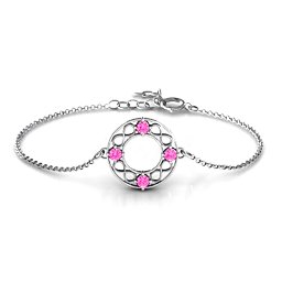 Circular Infinity Bracelet in 925 Sterling Silver with Pink Tourmaline