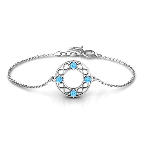 Circular Infinity Bracelet – Sterling Silver with Blue Topaz