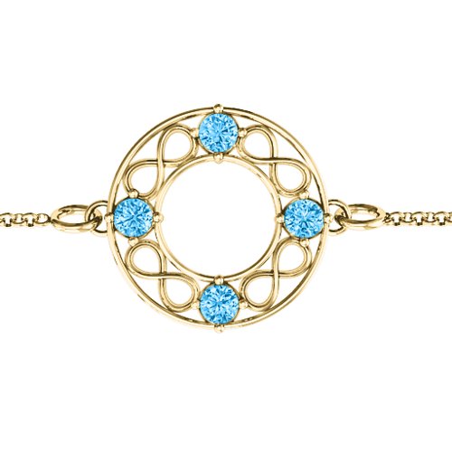 Circular Infinity Bracelet – 10K Yellow Gold with Blue Topaz