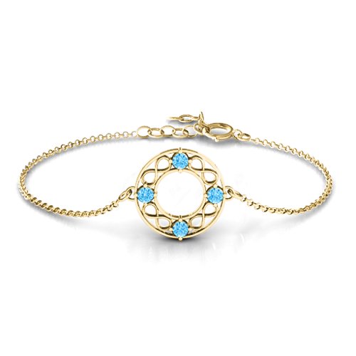 Circular Infinity Bracelet – 10K Yellow Gold with Blue Topaz