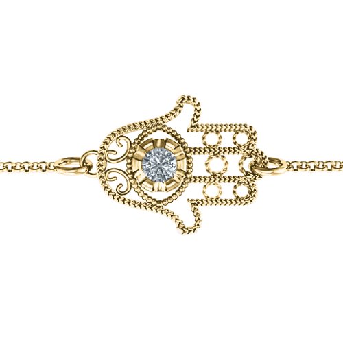 Horizontal Hamsa Bracelet – 10K Yellow Gold with Cubic Zirconia