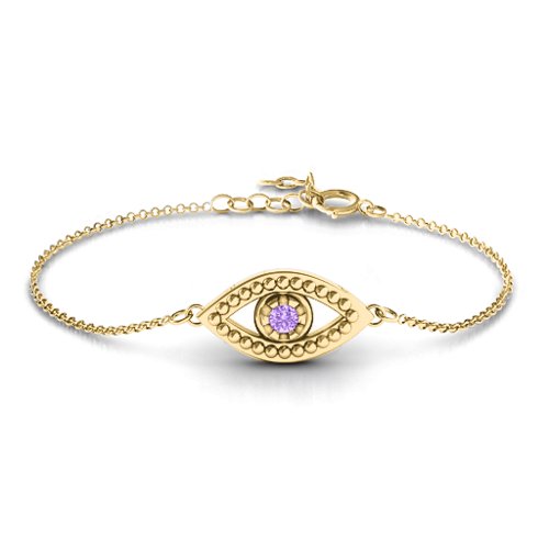 Evil Eye Bracelet – 10K Yellow Gold with Amethyst