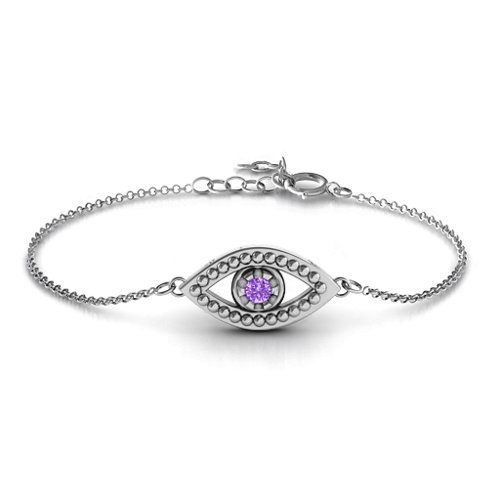 Evil Eye Bracelet – Sterling Silver with Amethyst