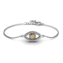 Evil Eye Bracelet in 925 Sterling Silver with Citrine