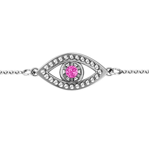Evil Eye Bracelet – Sterling Silver with Pink Tourmaline