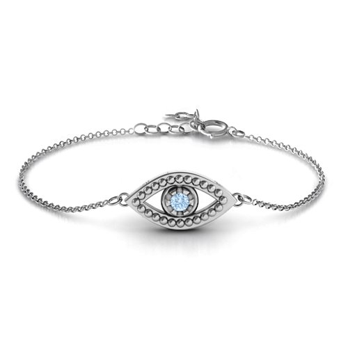 Evil Eye Bracelet – Sterling Silver with Aquamarine