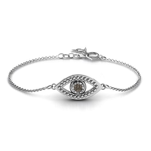 Evil Eye Bracelet – Sterling Silver with Smokey Quartz