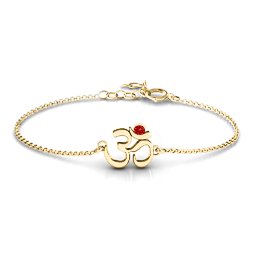 Om - Sound of Universe Bracelet with Round Stone in 18K Gold Plated Silver with Garnet
