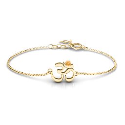 Om - Sound of Universe Bracelet with Round Stone in 18K Gold Plated Silver with Citrine