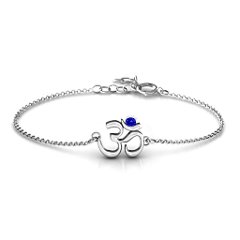 Om - Sound of Universe Bracelet with Round Stone – 10K Rose Gold with Blue Sapphire