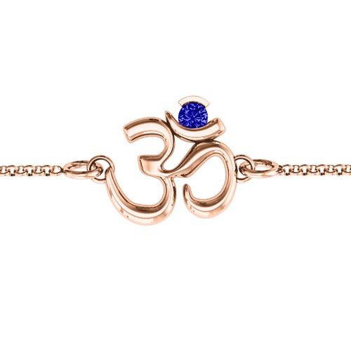Om - Sound of Universe Bracelet with Round Stone – 10K Rose Gold with Blue Sapphire