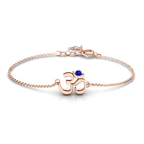 Om - Sound of Universe Bracelet with Round Stone – 10K Rose Gold with Blue Sapphire