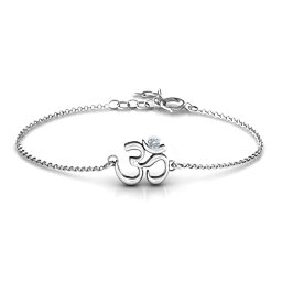 Om - Sound of Universe Bracelet with Round Stone in 925 Sterling Silver with Diamond