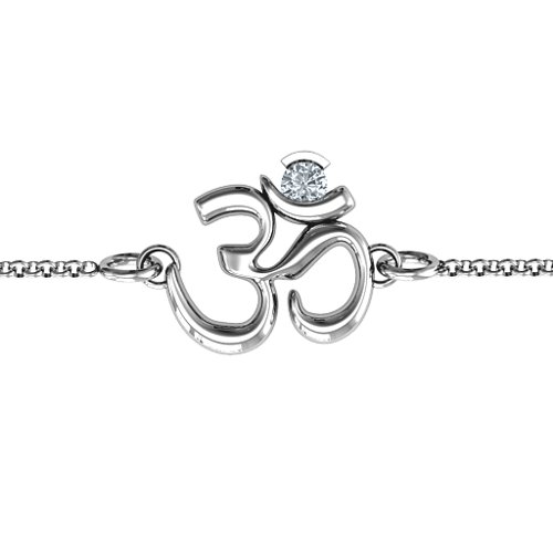 Om - Sound of Universe Bracelet with Round Stone – Sterling Silver with Diamond