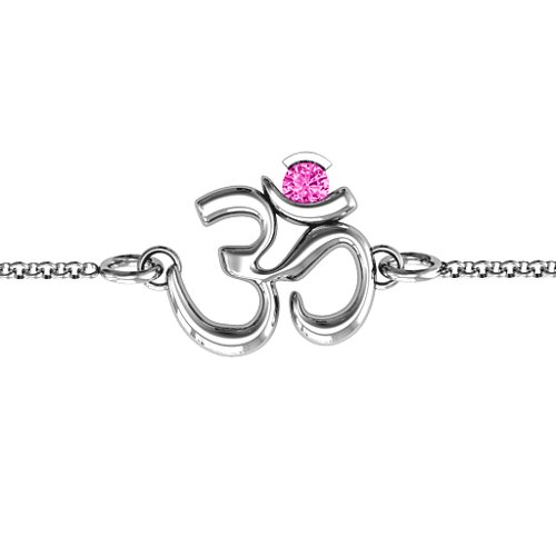 Om - Sound of Universe Bracelet with Round Stone – Sterling Silver with Pink Tourmaline