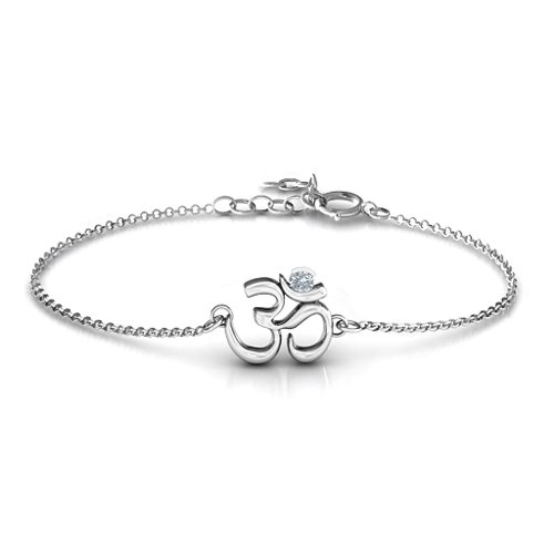 Om - Sound of Universe Bracelet with Round Stone – Sterling Silver with Diamond