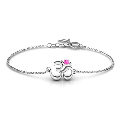 Om - Sound of Universe Bracelet with Round Stone – Sterling Silver with Pink Tourmaline