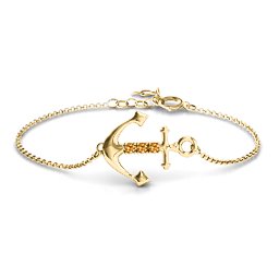 Anchor Bracelet with Three Stones in 18K Gold Plated Silver with Citrine