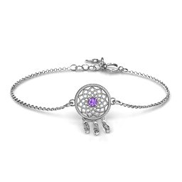 Dream Catcher Bracelet in 925 Sterling Silver with Amethyst