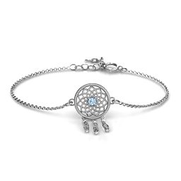 Dream Catcher Bracelet in 925 Sterling Silver with Aquamarine