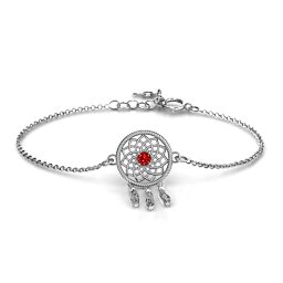 Dream Catcher Bracelet in 925 Sterling Silver with Garnet