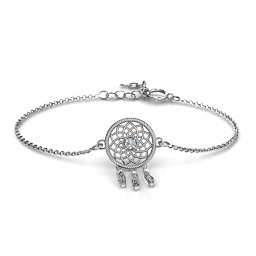 Dream Catcher Bracelet in 925 Sterling Silver with Cubic Zirconia