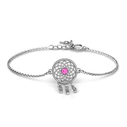 Dream Catcher Bracelet in 925 Sterling Silver with Pink Tourmaline