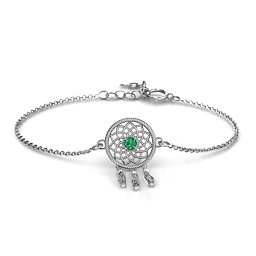 Dream Catcher Bracelet in 925 Sterling Silver with Emerald