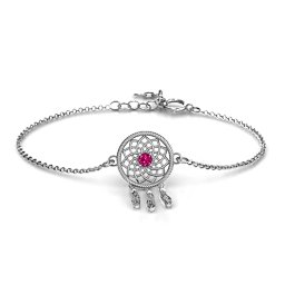 Dream Catcher Bracelet in 925 Sterling Silver with Ruby