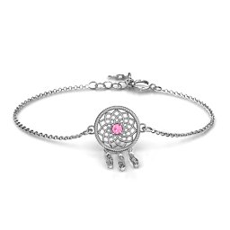 Dream Catcher Bracelet in 925 Sterling Silver with Pink Tourmaline