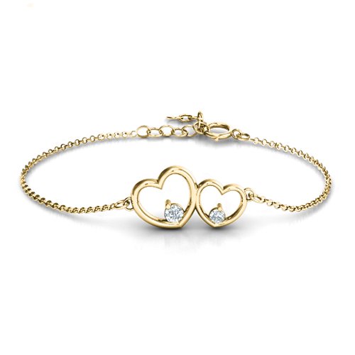 Double Heart With Two Stones Bracelet