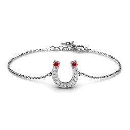 Horseshoe Bracelet with Two Stones and Accents