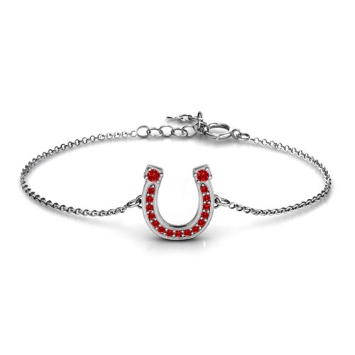 Horseshoe Bracelet with Two Stones and Accents
