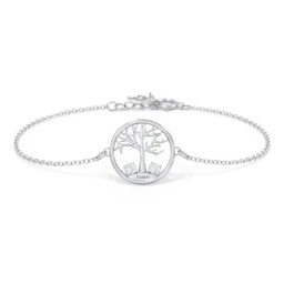 1 - 4 Stone Family Tree Bracelet in 925 Sterling Silver with Aquamarine, Blue Topaz, and Emerald