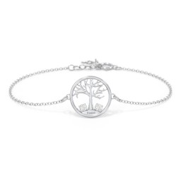 1 - 4 Stone Family Tree Bracelet in 925 Sterling Silver with Cubic Zirconia, Blue Topaz, and Emerald