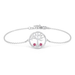 1 - 4 Stone Family Tree Bracelet in 925 Sterling Silver with Ruby, Blue Topaz, and Emerald