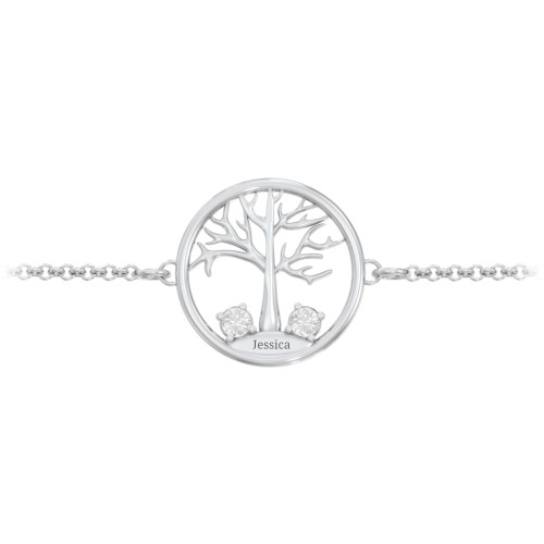1 - 4 Stone Family Tree Bracelet – Sterling Silver with Cubic Zirconia