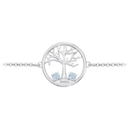1 - 4 Stone Family Tree Bracelet – Sterling Silver with Blue Topaz