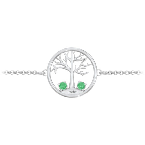 1 - 4 Stone Family Tree Bracelet – Sterling Silver with Emerald