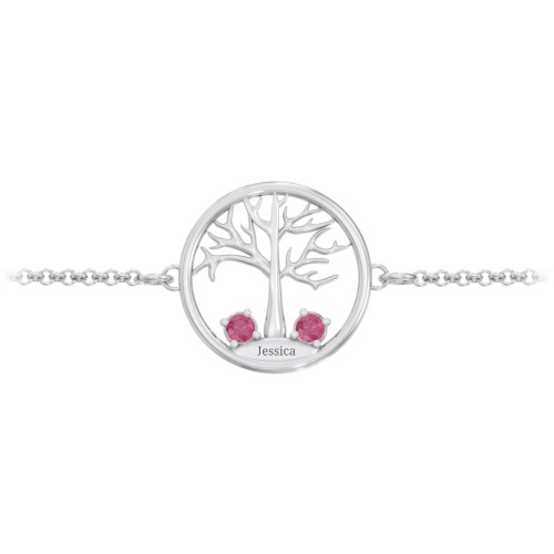 1 - 4 Stone Family Tree Bracelet – Sterling Silver with Ruby