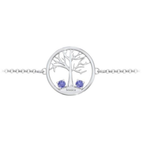 1 - 4 Stone Family Tree Bracelet – Sterling Silver with Blue Sapphire
