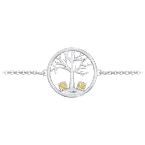 1 - 4 Stone Family Tree Bracelet – Sterling Silver with Citrine