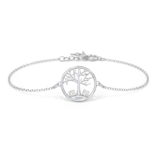 1 - 4 Stone Family Tree Bracelet – Sterling Silver with Cubic Zirconia